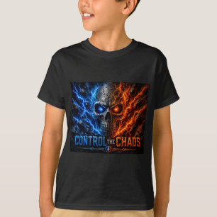 Control the Chaos Skull – Fire & Ice Split Face T-Shirt