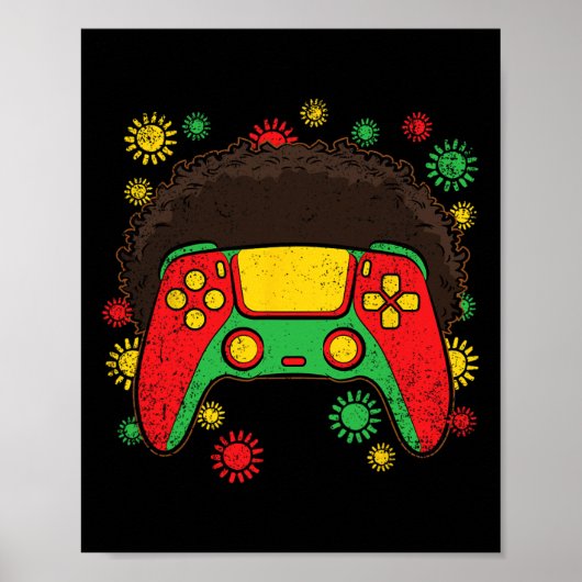 Controller Afro Black History Monat Gaming Gamer 1 Poster (Vorne)