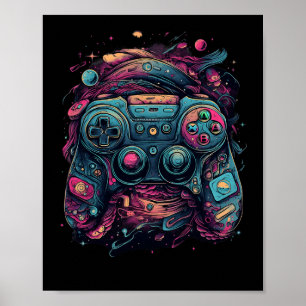 Controller Gaming Rave Gamer Nerd Abstrakt PC Game Poster