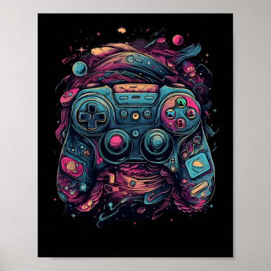 Controller Gaming Rave Gamer Nerd Abstrakt PC Game Poster (Vorne)