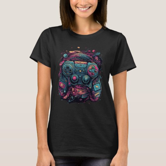Controller Gaming Rave Gamer Nerd Abstrakt PC Game T-Shirt (Vorderseite)