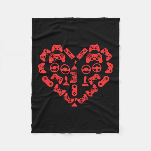 Controller Heart Valentinstag Cool Gaming Gamer Fleecedecke (Vorderseite)