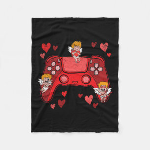 Controller Heart Valentinstag Niedlich Gaming Game Fleecedecke