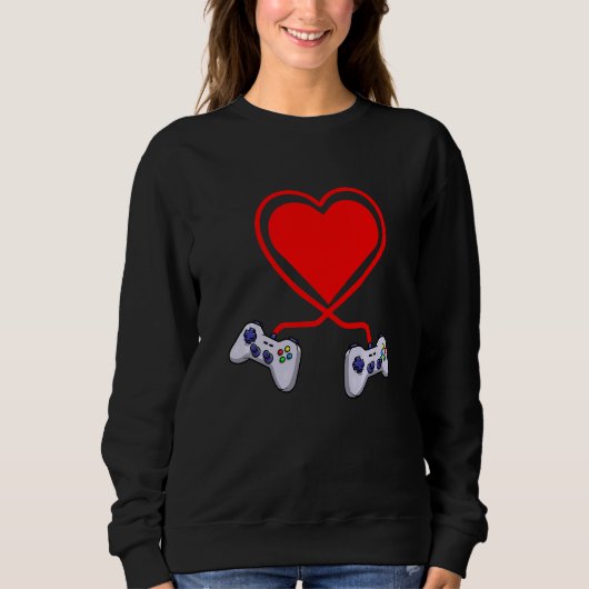Controller Heart Video Gamers Funny Valenines Day Sweatshirt (Vorderseite)
