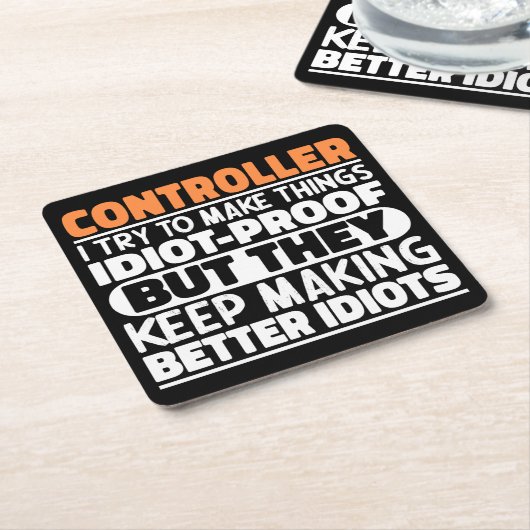 Controller Ich versuche Dinge zu Lustigen Sprüchen Rechteckiger Pappuntersetzer (angewinkelt)