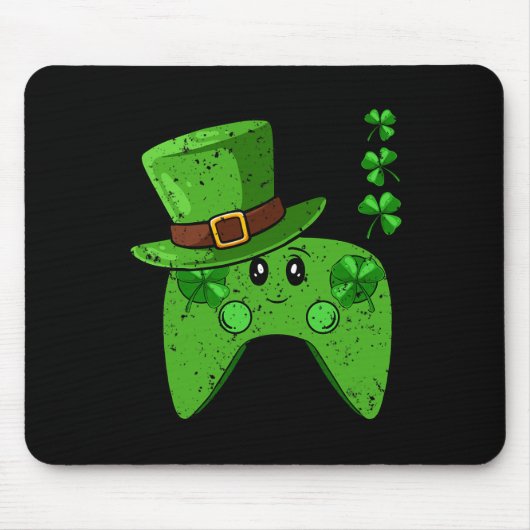 Controller Kleeblatt St Patricks Day Gaming Gamer Mousepad (Vorne)