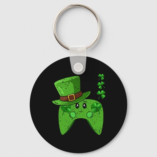 Controller Kleeblatt St Patricks Day Gaming Gamer Schlüsselanhänger (Vorderseite)