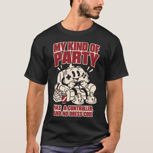 Controller Party No Dress Code Funny Gaming Tee (Vorderseite)