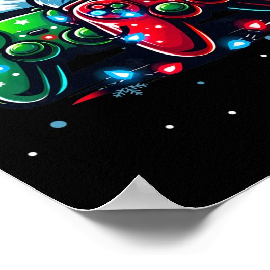 Controller-Weihnachtsmannmütze WeihnachtsGamer Poster (Ecke)