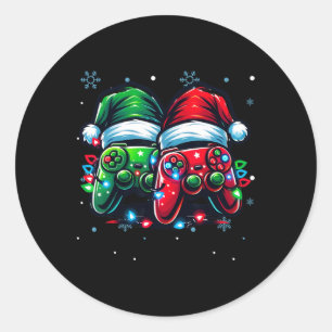 Controller-Weihnachtsmannmütze WeihnachtsGamer Runder Aufkleber