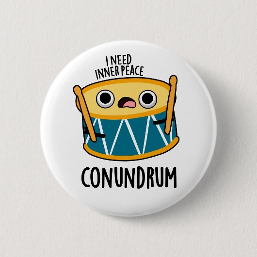 Conundrum Funny Drummer Drum Puff Button (Vorderseite)