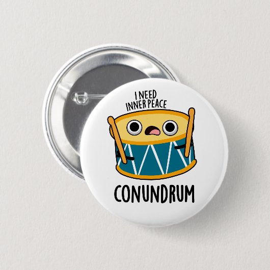 Conundrum Funny Drummer Drum Puff Button (Vorne & Hinten)