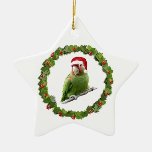 Conure Christmas Wreath Keramikornament (Vorne)