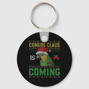 Conure Claus kommt hässlicher Weihnachtspullover X Schlüsselanhänger