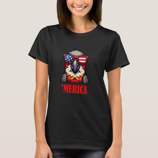 Conure Merica 4. Juli US Flag Patriotic T-Shirt (Vorderseite)