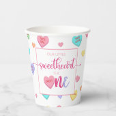 Conversation Hearts 1. Geburtstag Party Cup Pappbecher (Vorderseite)