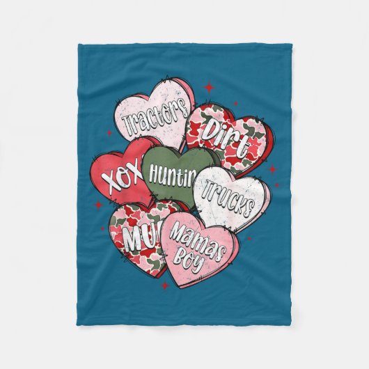 Conversation Hearts Camo Valentine's Day Men Boys Fleecedecke (Vorderseite)
