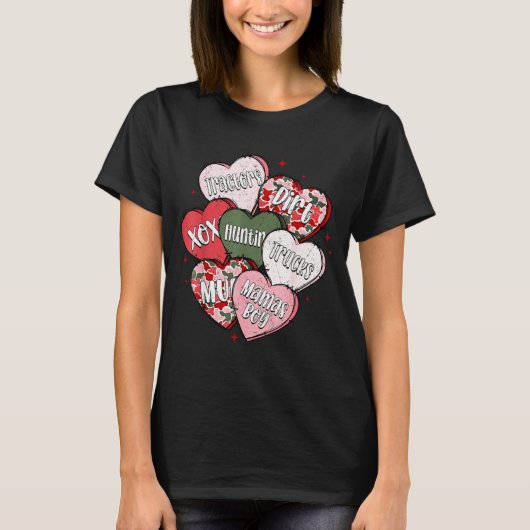 Conversation Hearts Camo Valentine's Day Men Boys T-Shirt (Vorderseite)