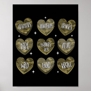Conversation Hearts Camo Valentinstag Männer Junge Poster