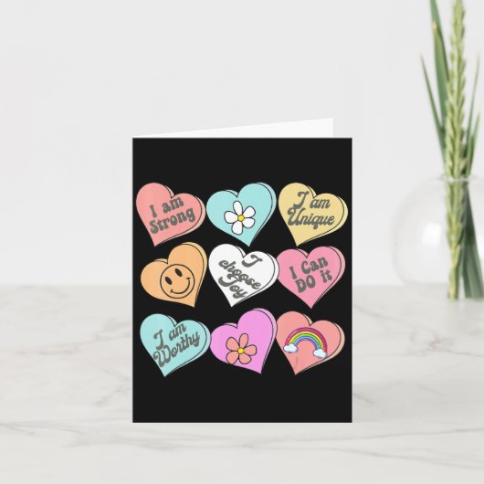 Conversation Hearts Groovy Valentines Day Cute Tea Karte (Vorderseite)
