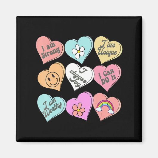 Conversation Hearts Groovy Valentines Day Cute Tea Magnet (Vorne)