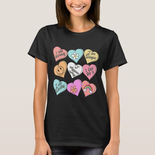 Conversation Hearts Groovy Valentines Day Cute Tea T-Shirt (Vorderseite)