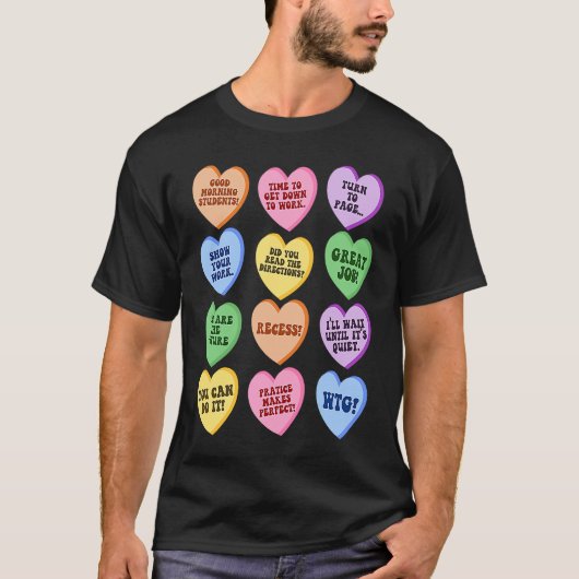 Conversation Hearts Groovy Valentines Day Cute Tea T-Shirt (Vorderseite)