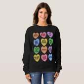 Conversation Hearts Groovy Valentinstag Niedlich T Sweatshirt (Vorne ganz)