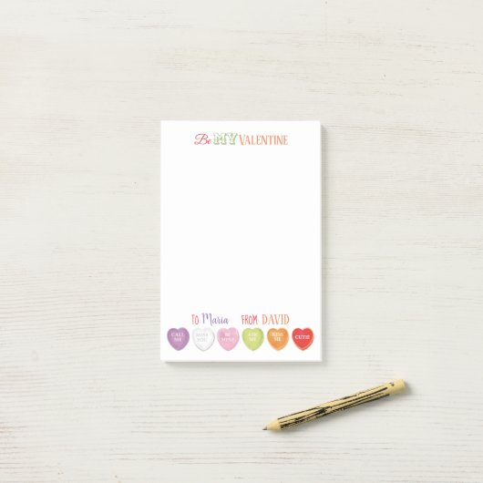 Conversation Hearts Personalisiert Post it Notes Post-it Klebezettel (Auf Schreibtisch)