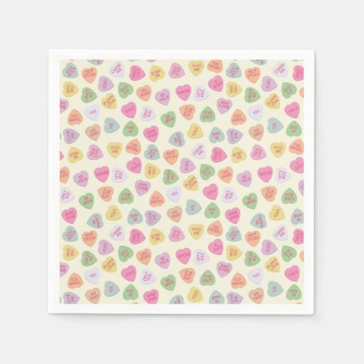 Conversation Hearts Valentine Cocktail Napkins Serviette (Vorderseite)