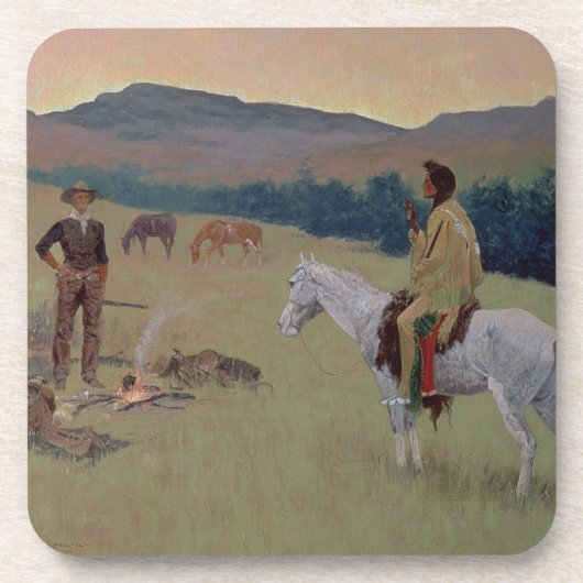 Conversation, or Dubious Company (Öl auf canva Getränkeuntersetzer (Vorderseite)