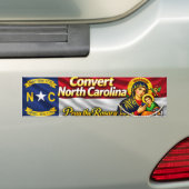 Convert North Carolina Bumper Sticker Autoaufkleber (Auf Auto)