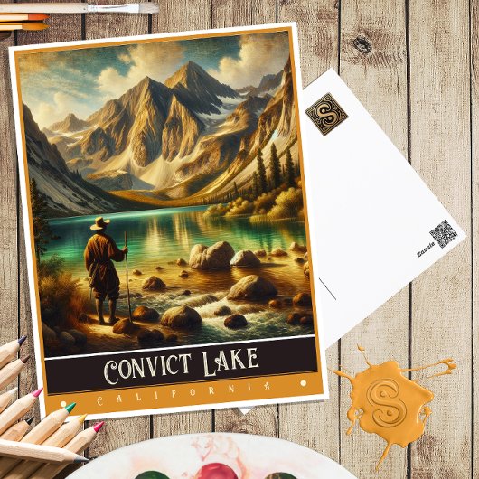 Convict Lake, Kalifornien | Vintage Malerei Postkarte
