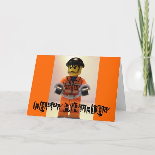 Convict Prisoner Minifig Happy Birthday Card Karte (Vorderseite)