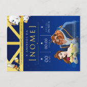 Convite de Aniversário Infantil da Bela e a Fera Einladungspostkarte (Vorderseite)