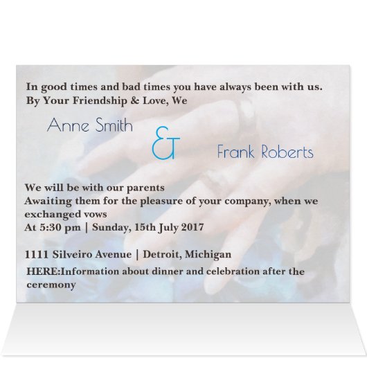 Convite de casamento 2 transparent ências (Innenansicht Horizontal (Oben))