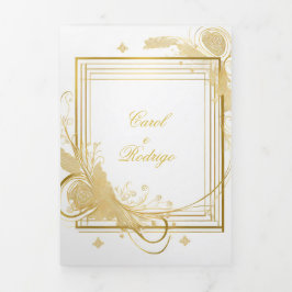 Convite de casamento dourado dreifach gefaltete einladung