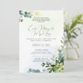 Convite de Casamento Folhas Verdes Portugiesisch Einladung (Stehend Vorderseite)