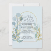 Convite de Casamento Ouro Azul Claro Portugal Einladung (Vorderseite)