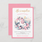 Convite Mágico Unicórnio Rosa em Português (Vorne/Hinten)