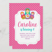 Convite Matryoshka, Festa de aniversário Einladung (Vorne/Hinten)