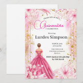 Convite  Quinceañera invitation  Floral Pink Einladung (Vorne/Hinten)