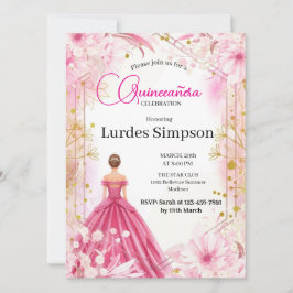 Convite Quinceañera invitation Floral Pink Einladung