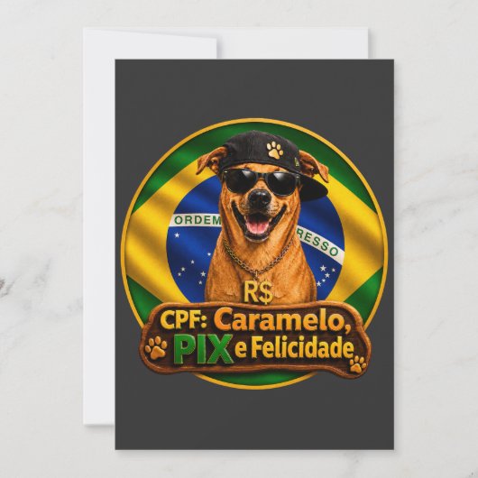 Convite Simples CPF Caramelo PIX e Felicidade Einladung (Vorderseite)