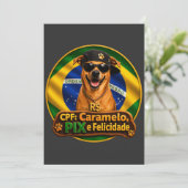 Convite Simples CPF Caramelo PIX e Felicidade Einladung (Stehend Vorderseite)