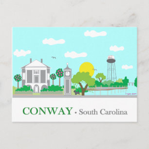 Conway, SC - Charming Postkarte