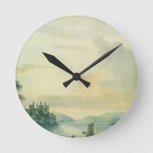 Conway Schloss, 1789 (w/c auf Papier) Runde Wanduhr