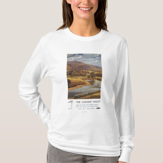 Conway Tal-Szenen-britisches Eisenbahn-Plakat T-Shirt (Vorderseite)