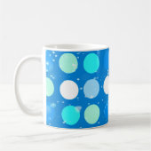 Coo große blaue, weiße, hellblaue Polka-Punkte Kaffeetasse (Links)