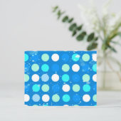 Coo große blaue, weiße, hellblaue Polka-Punkte Postkarte (Stehend Vorderseite)